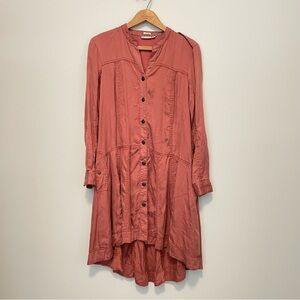 Holding Horses Dress 4 S Rose Pink Button Down High Low Hem Western Boho Rustic